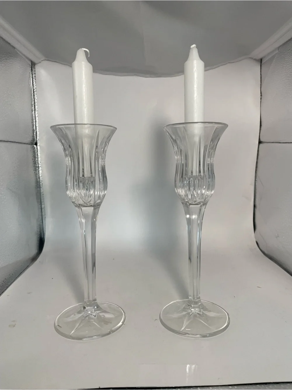 Mikasa Icicles Candle Stick holders Glass Pair - Clear - Simple, Romantic